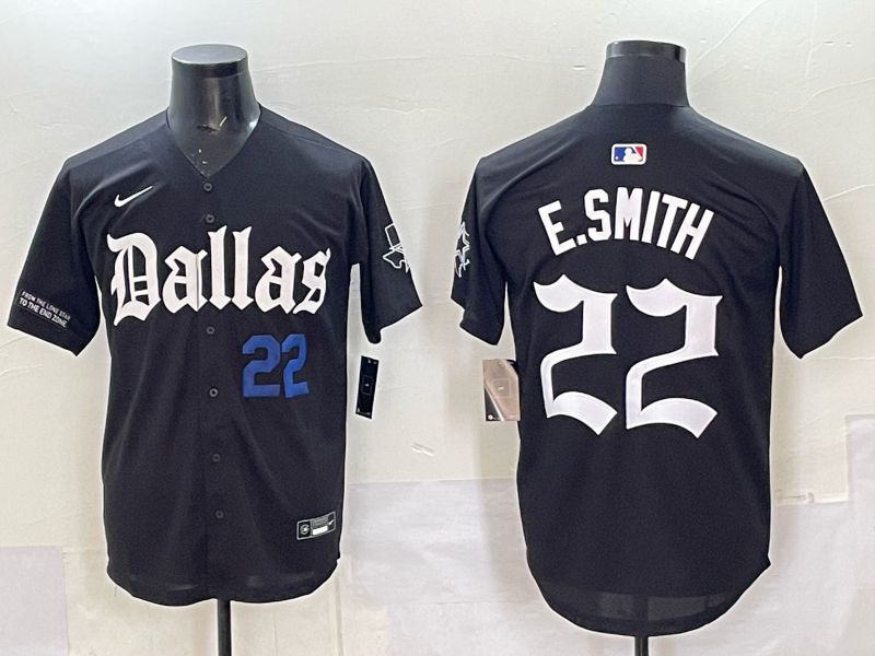 Men 2025 Nike Dallas Cowboys #22 E.Smith Black 5th generation Joint Name Limited NFL Jersey 05